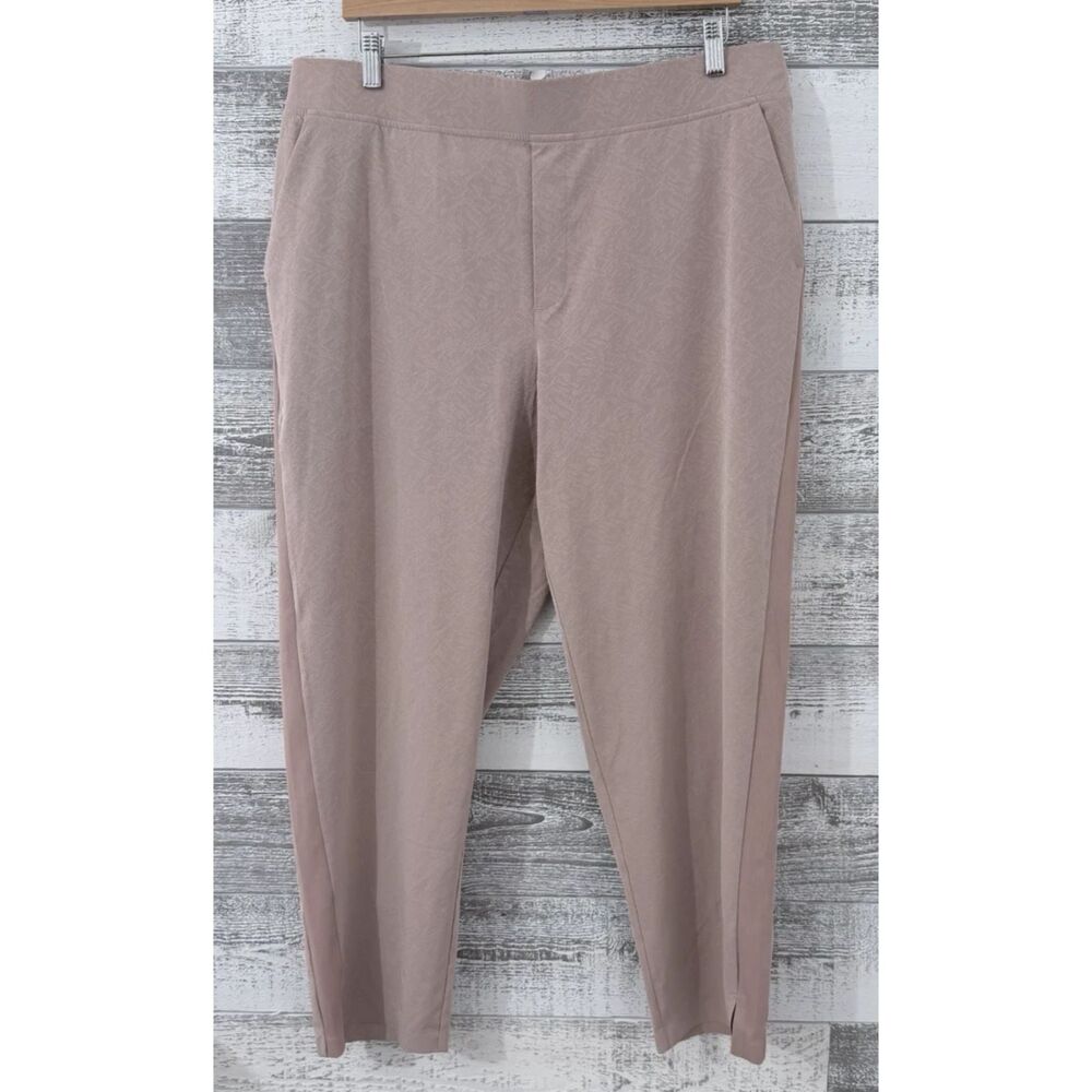 Athleta Brooklyn Grain Camo Mocha Latte Stretch Ankle Pants Women 18 (Fit 38x28)